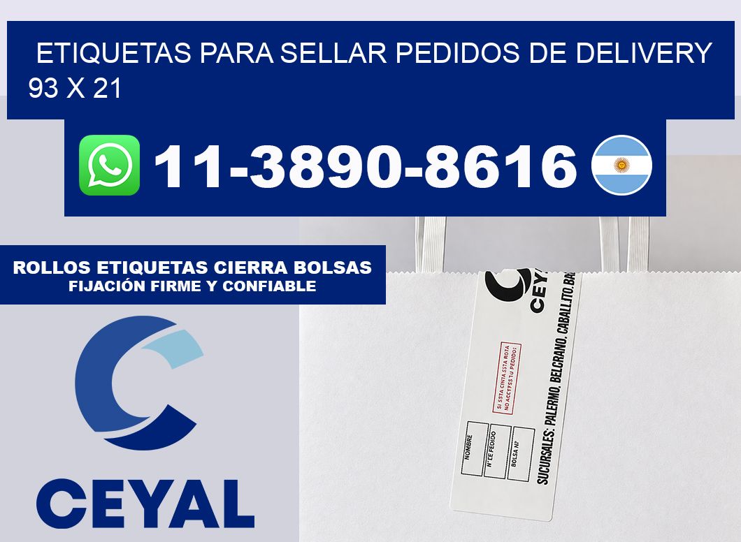 ETIQUETAS PARA SELLAR PEDIDOS DE DELIVERY 93 x 21