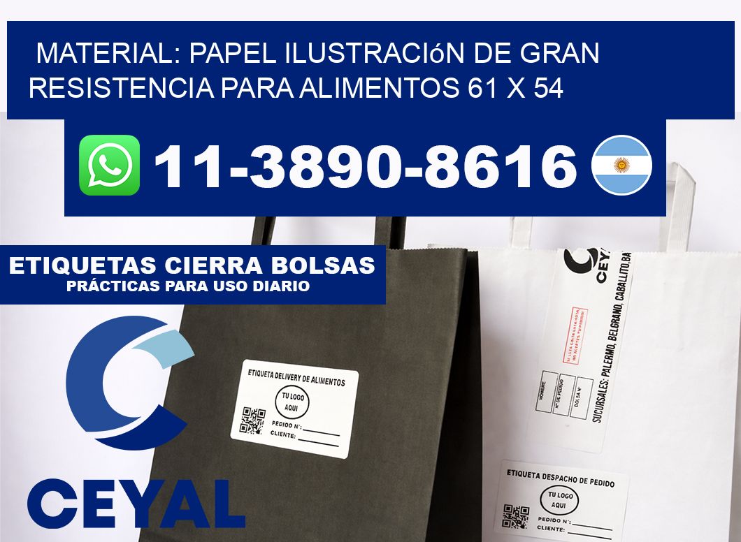Material: papel ilustración de gran resistencia para alimentos 61 x 54