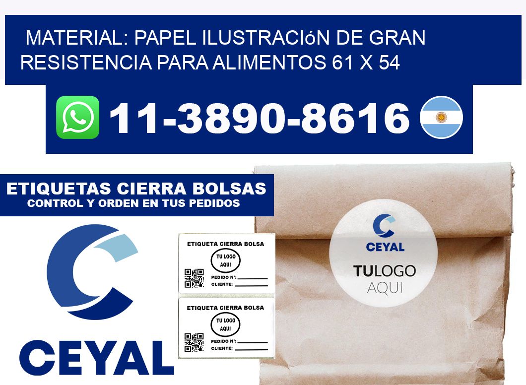 Material: papel ilustración de gran resistencia para alimentos 61 x 54