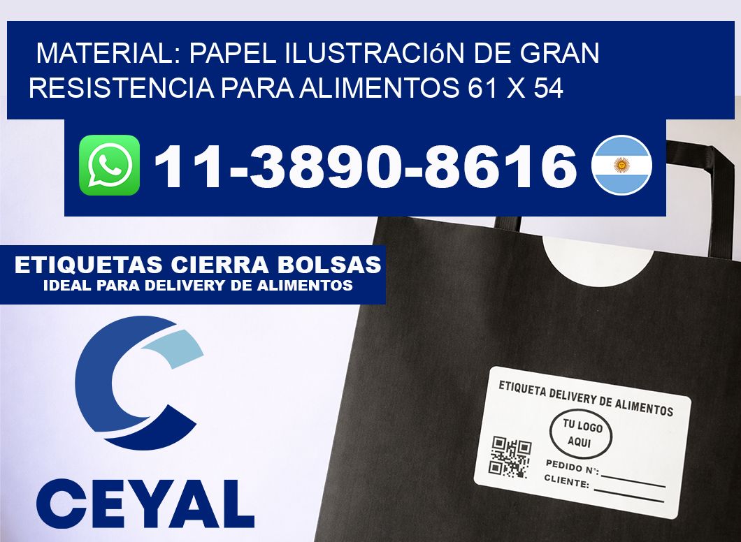 Material: papel ilustración de gran resistencia para alimentos 61 x 54