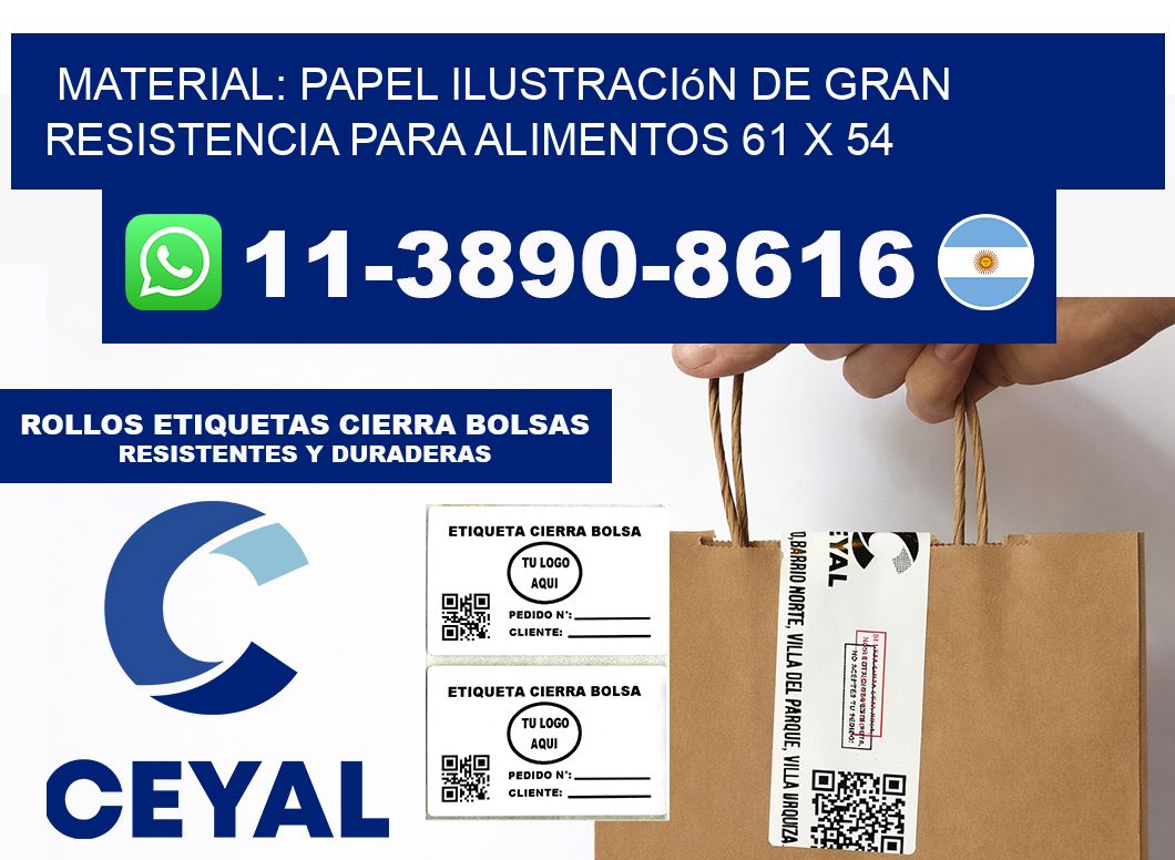 Material: papel ilustración de gran resistencia para alimentos 61 x 54