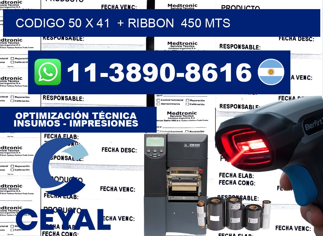 codigo 50 x 41  + ribbon  450 mts