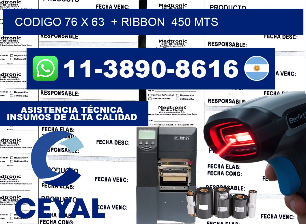 codigo 76 x 63  + ribbon  450 mts