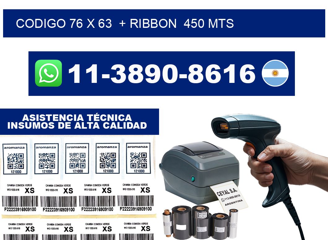 codigo 76 x 63  + ribbon  450 mts