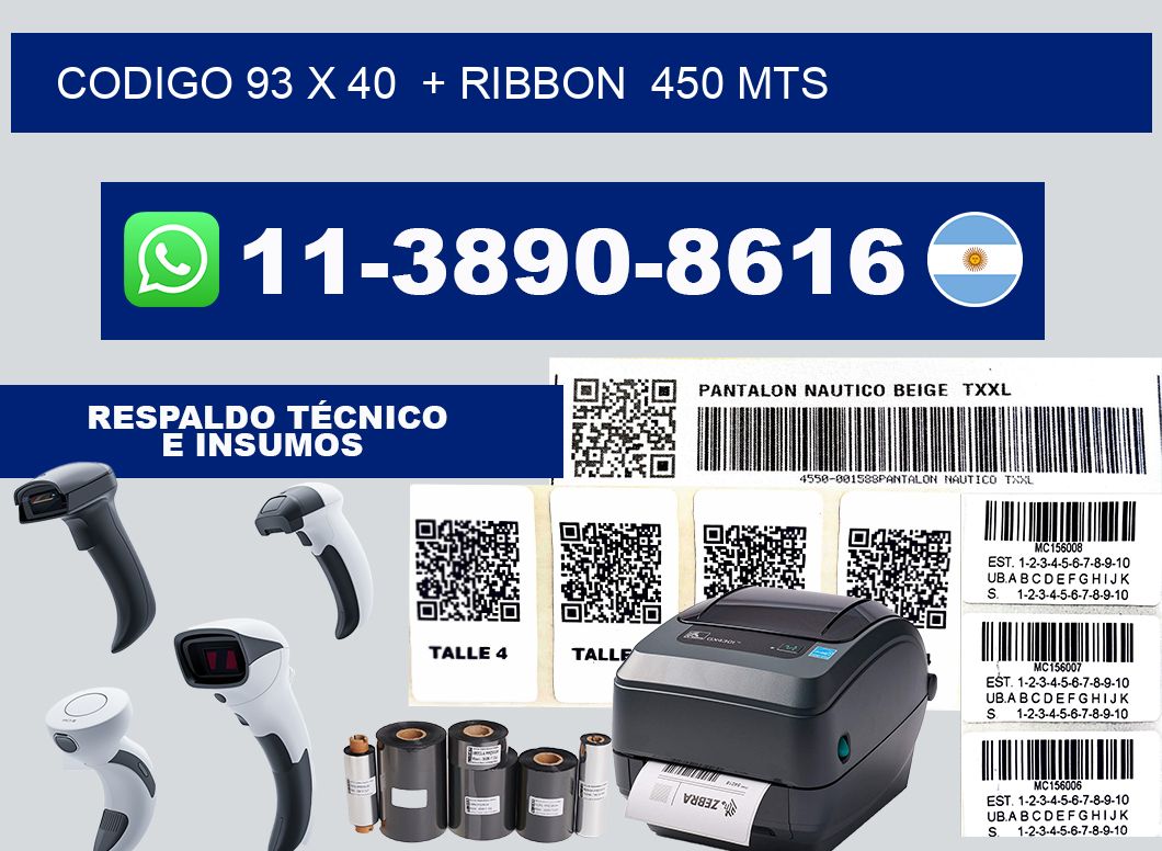 codigo 93 x 40  + ribbon  450 mts