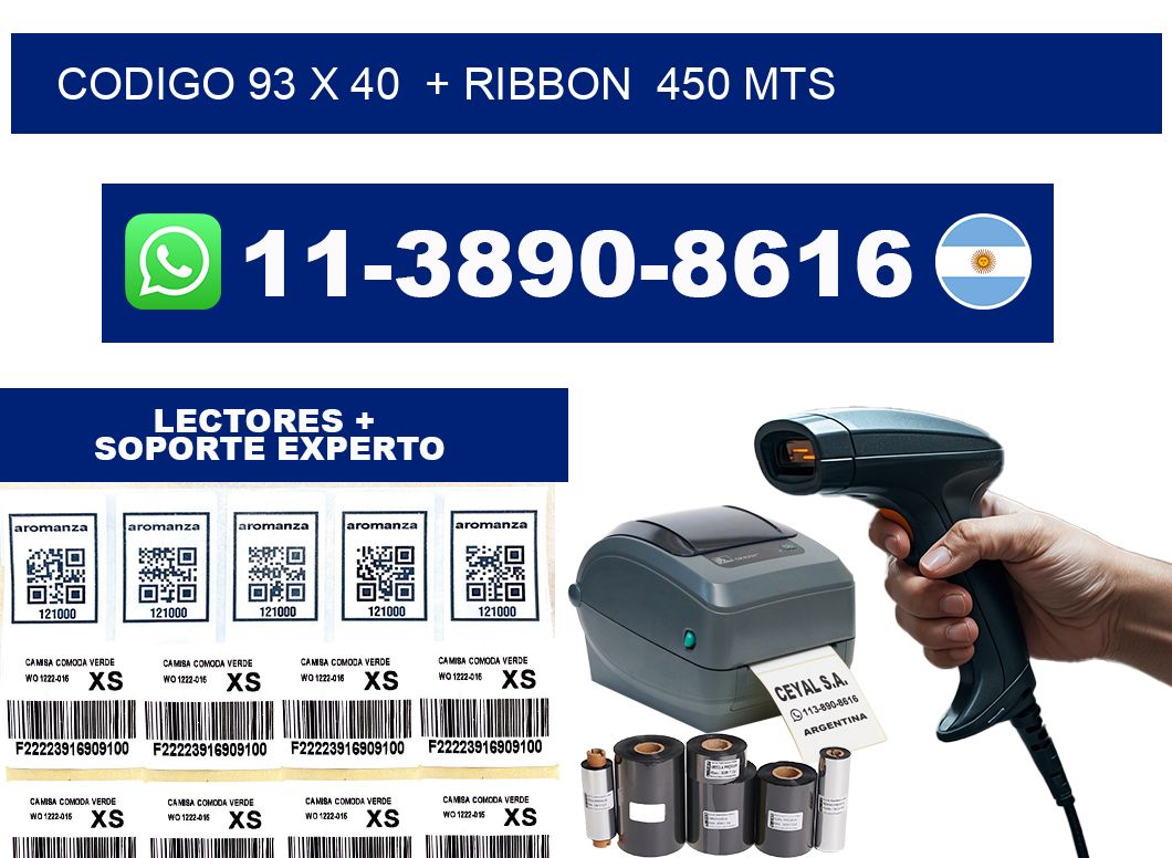 codigo 93 x 40  + ribbon  450 mts