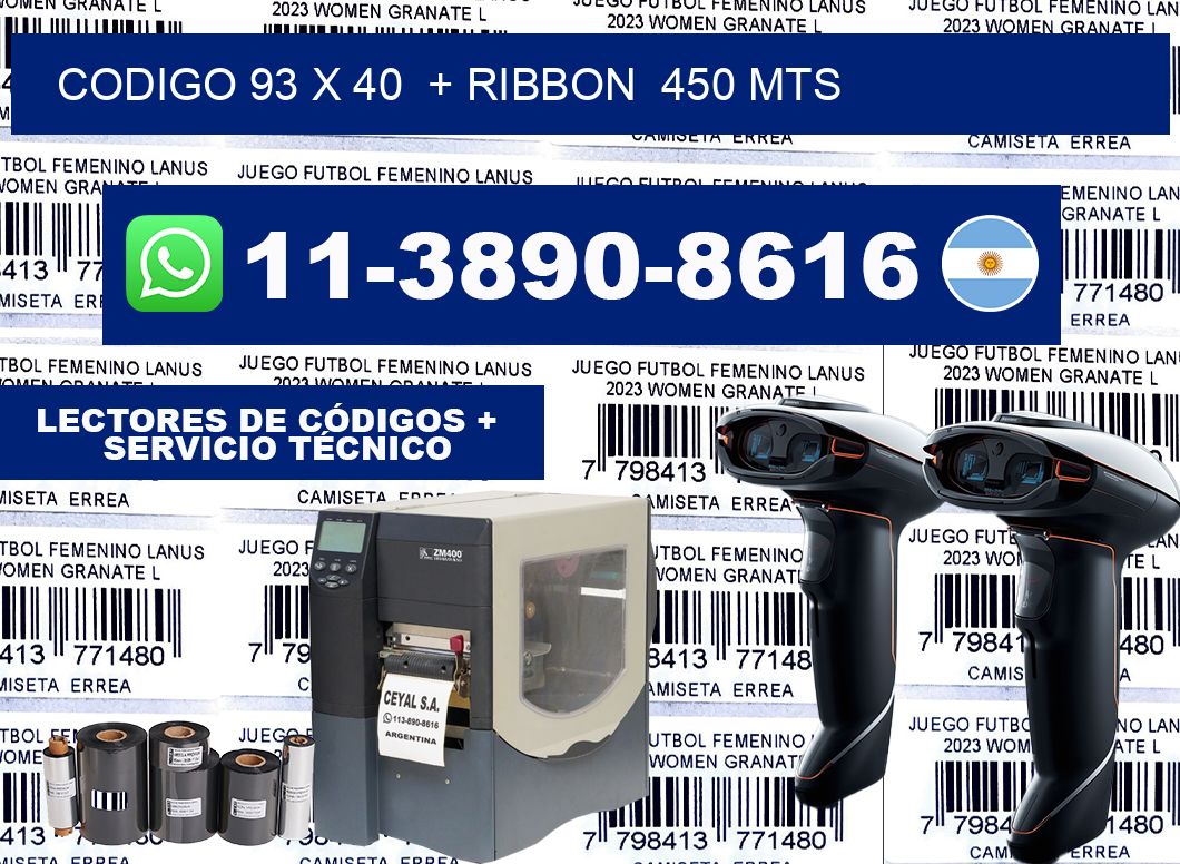 codigo 93 x 40  + ribbon  450 mts