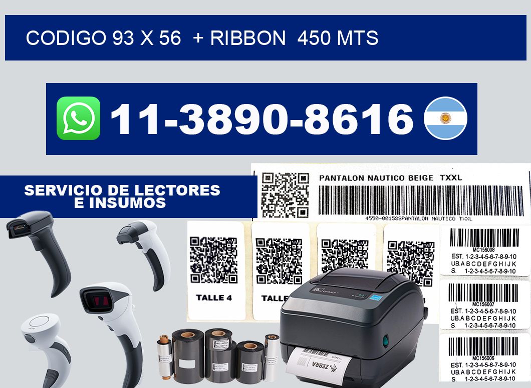 codigo 93 x 56  + ribbon  450 mts