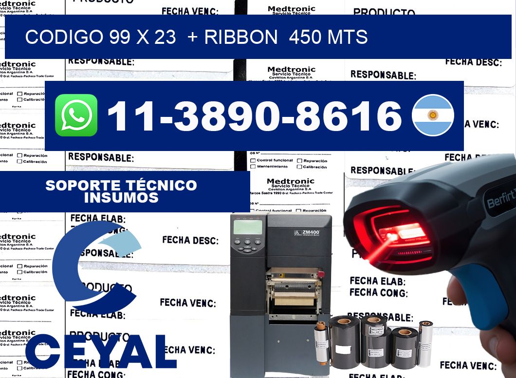 codigo 99 x 23  + ribbon  450 mts