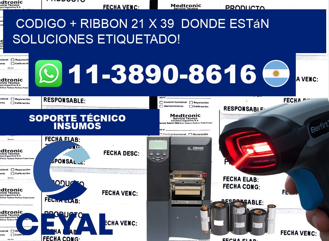codigo + ribbon 21 x 39  donde están soluciones etiquetado!