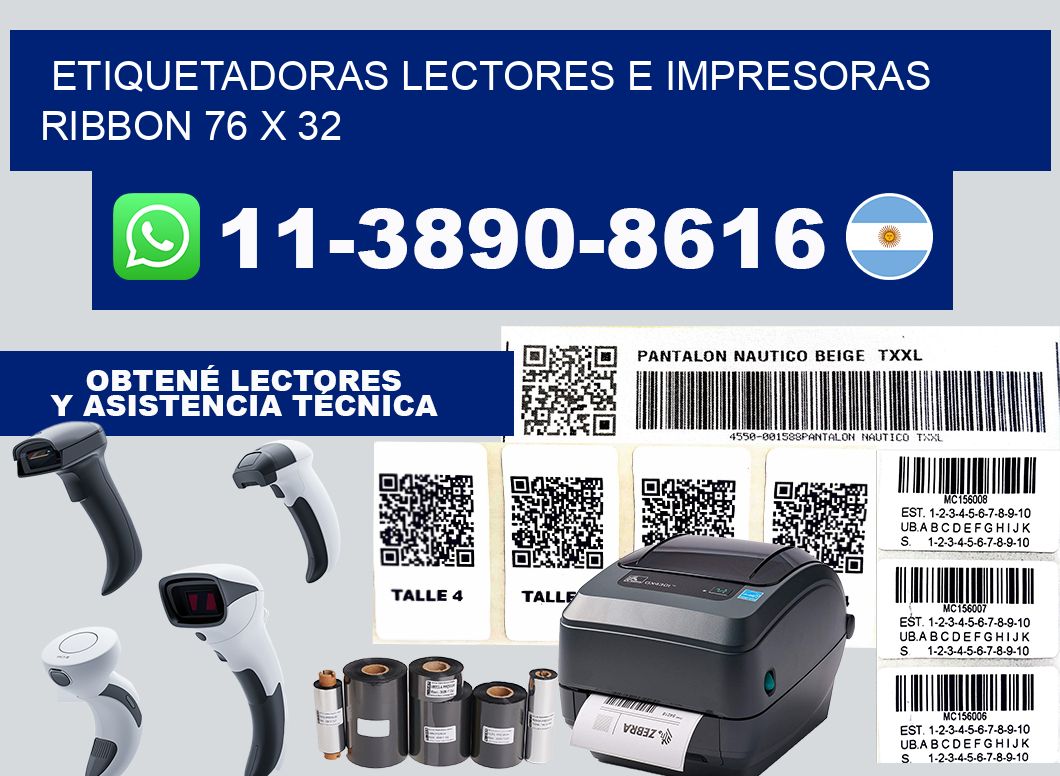 etiquetadoras lectores e impresoras ribbon 76 x 32