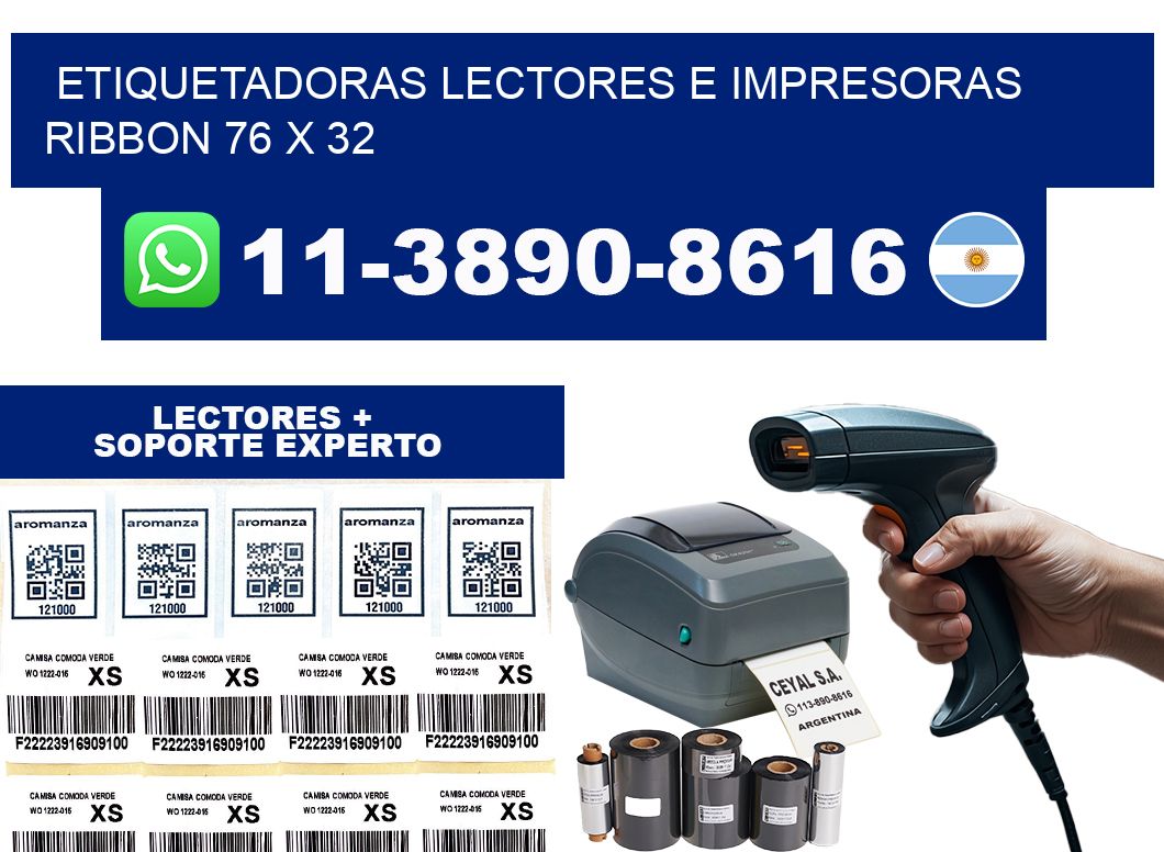 etiquetadoras lectores e impresoras ribbon 76 x 32