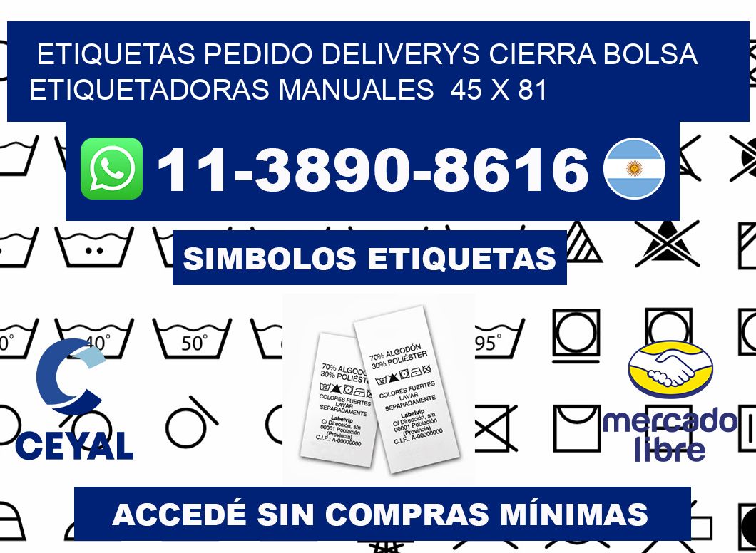 etiquetas pedido deliverys cierra bolsa  Etiquetadoras Manuales  45 x 81