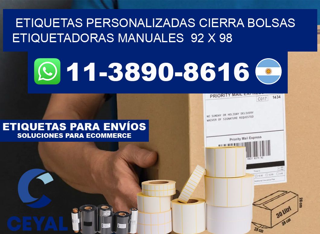 etiquetas personalizadas cierra bolsas  Etiquetadoras Manuales  92 x 98