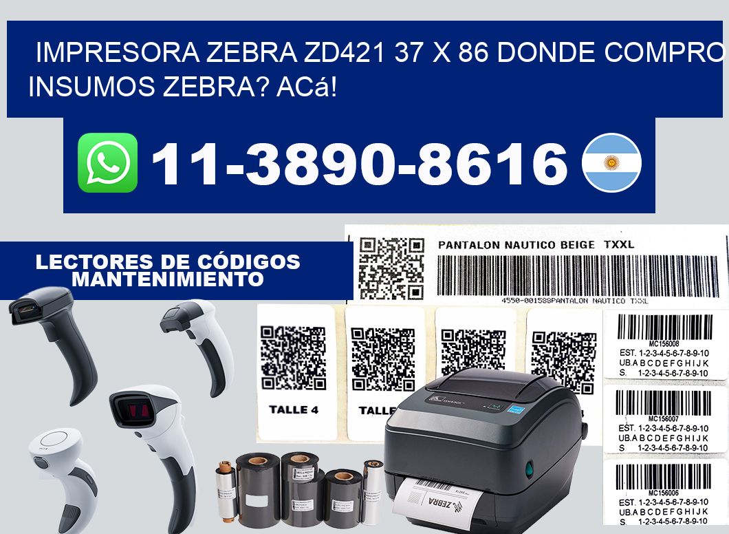 impresora zebra zd421 37 x 86 Donde compro insumos zebra? Acá!