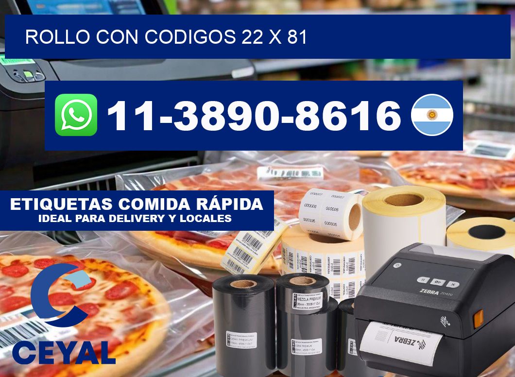 rollo con codigos 22 x 81