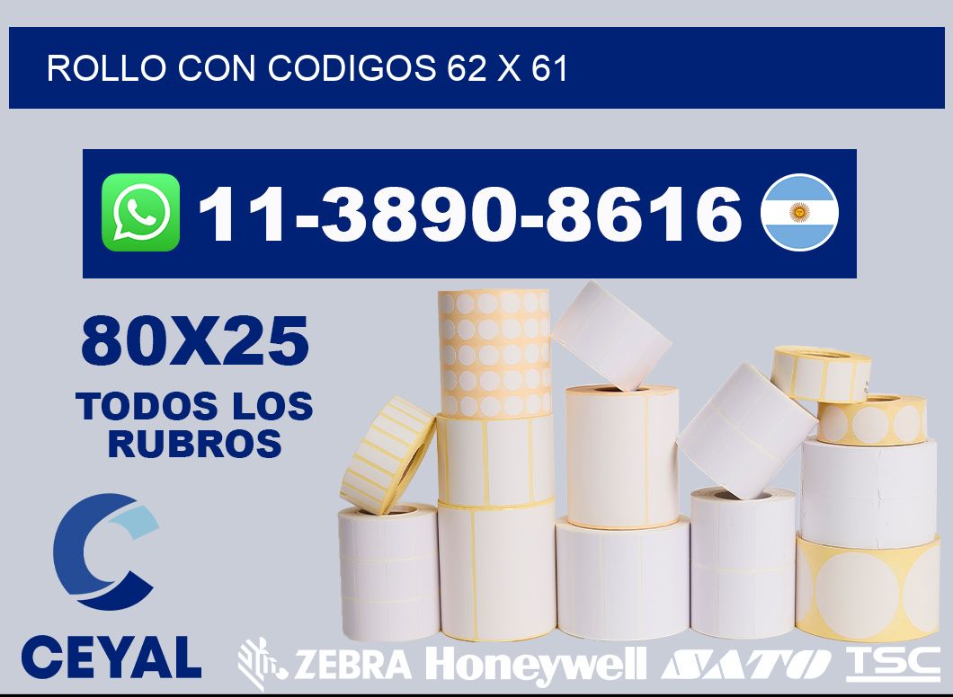 rollo con codigos 62 x 61