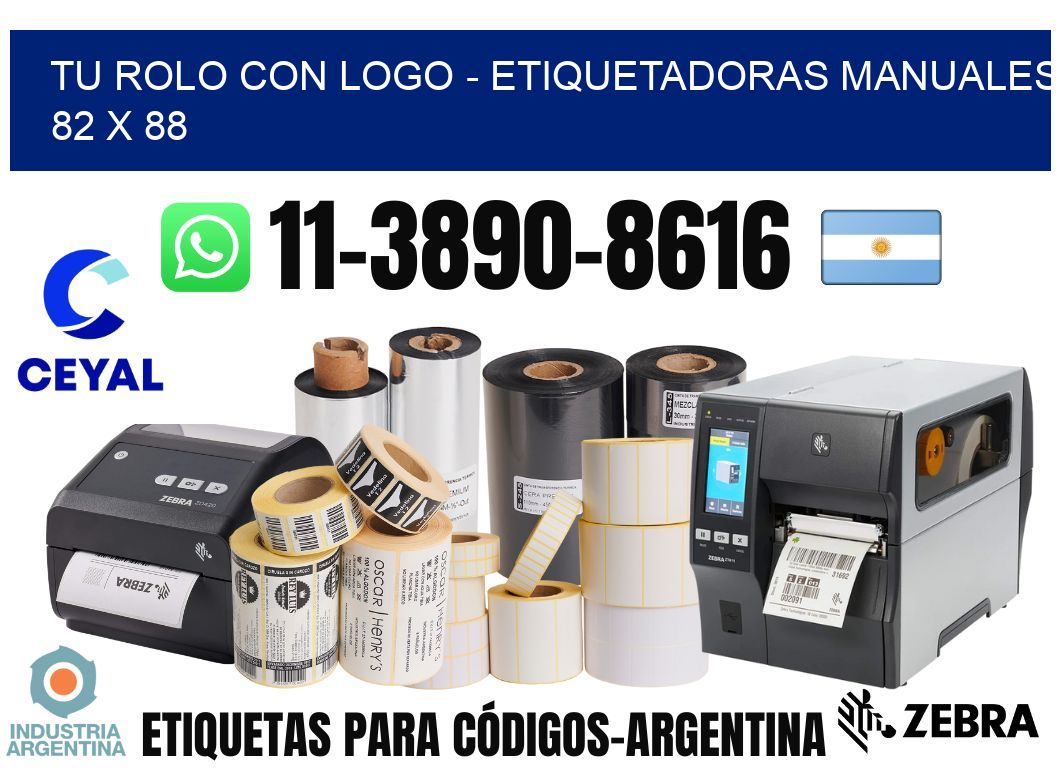 tu rolo con logo - Etiquetadoras Manuales  82 x 88