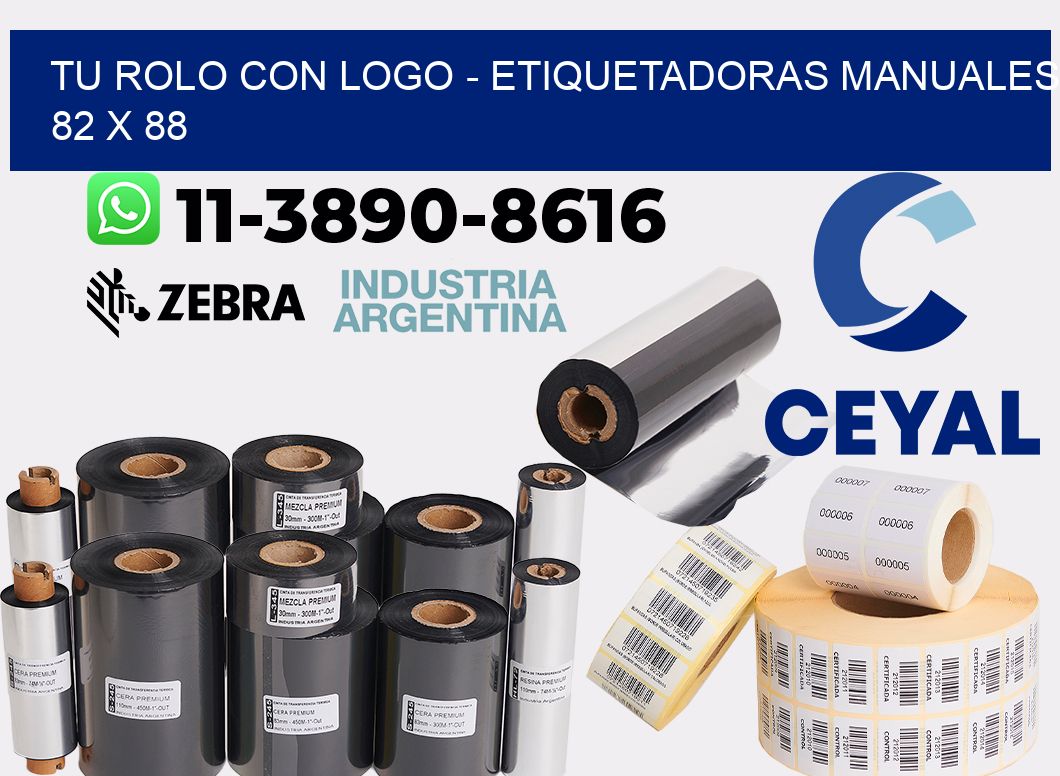 tu rolo con logo – Etiquetadoras Manuales  82 x 88