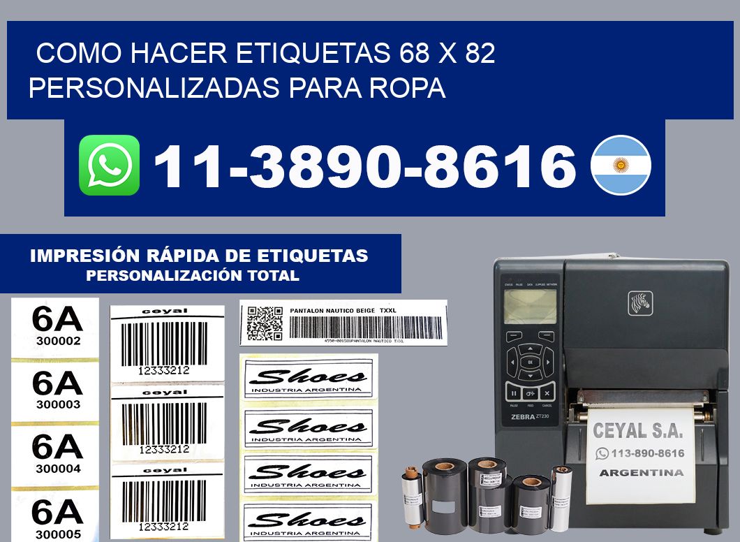 como hacer etiquetas 68 x 82 personalizadas para ropa