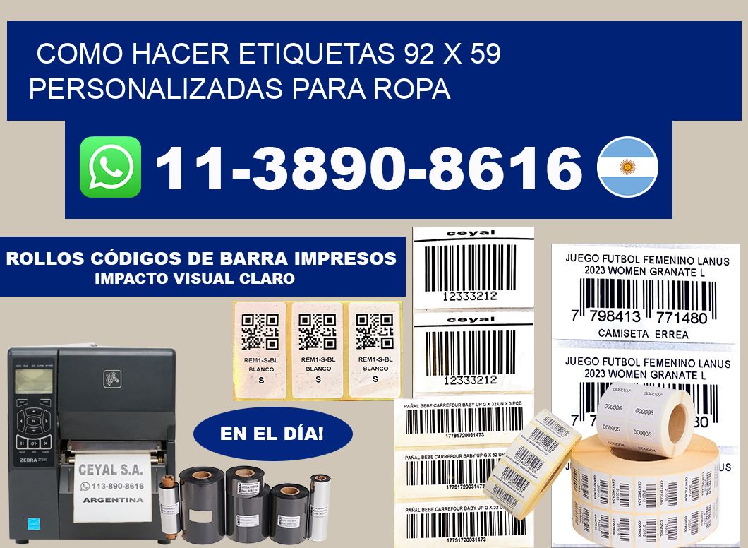 como hacer etiquetas 92 x 59 personalizadas para ropa