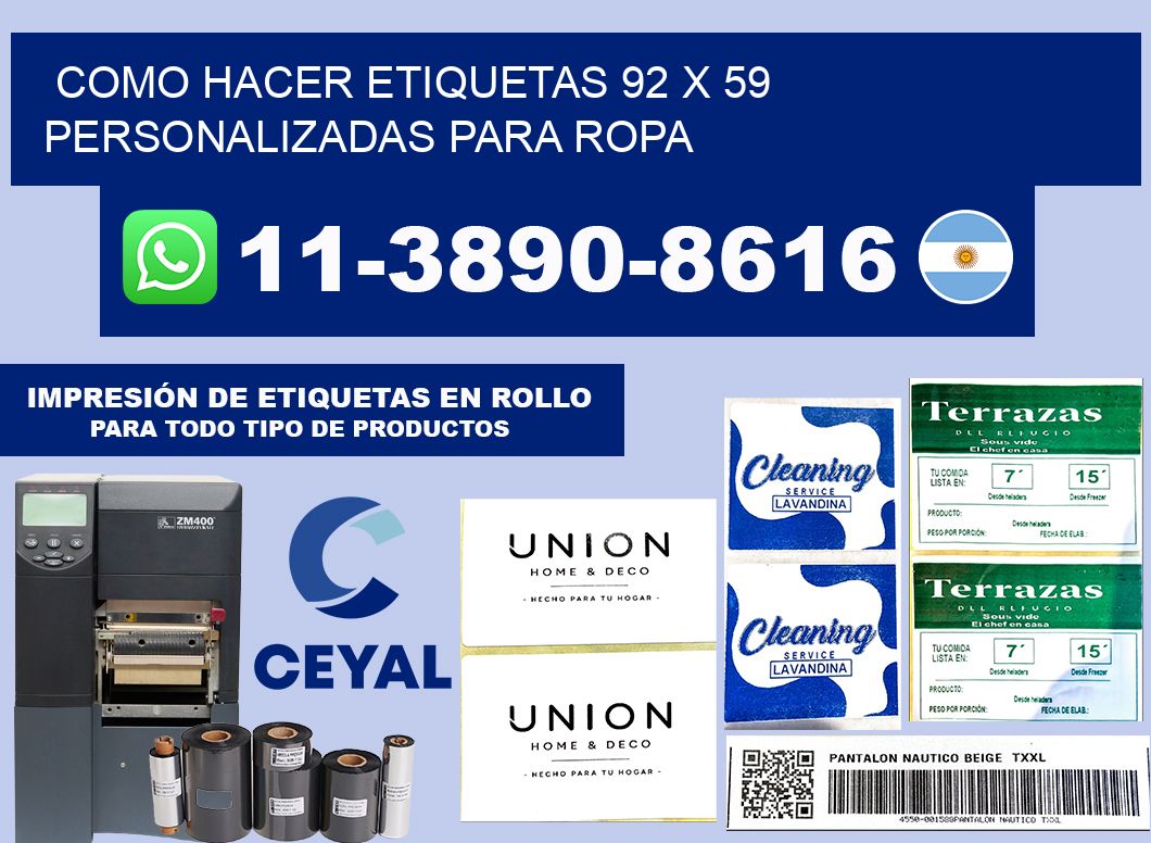 como hacer etiquetas 92 x 59 personalizadas para ropa