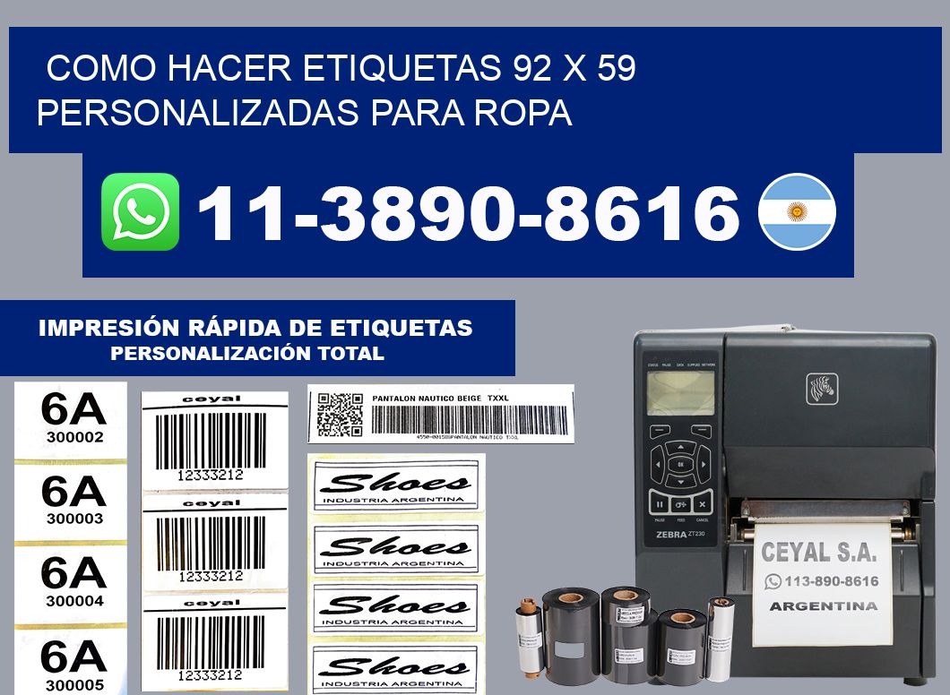 como hacer etiquetas 92 x 59 personalizadas para ropa