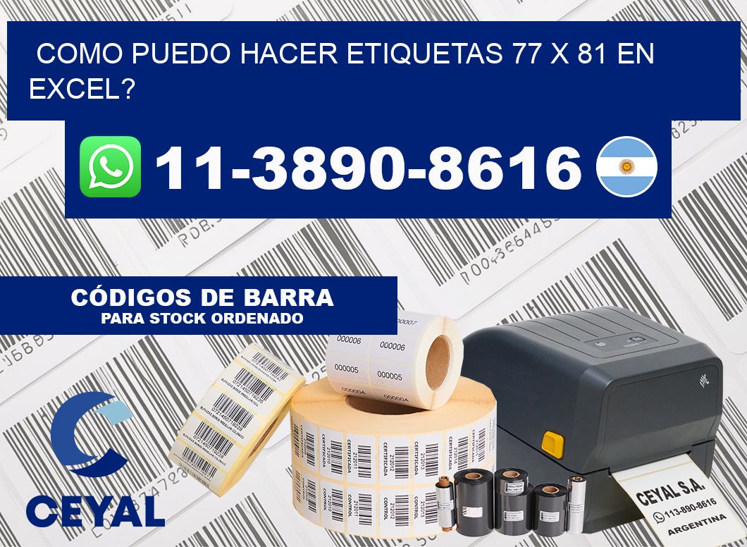 como puedo hacer etiquetas 77 x 81 en excel?