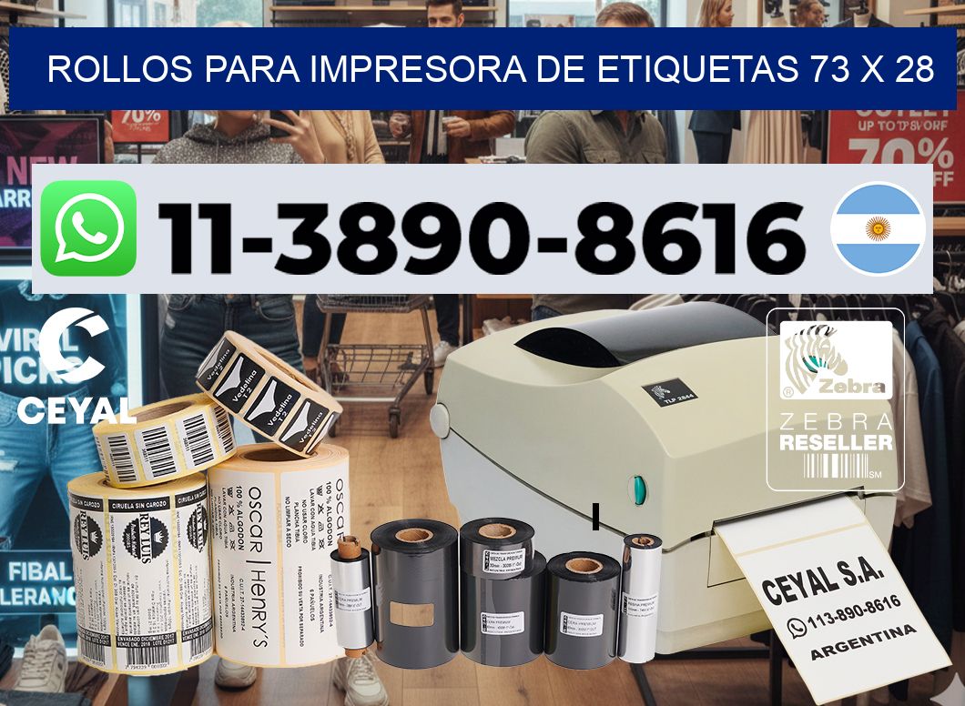 rollos para impresora de etiquetas 73 x 28